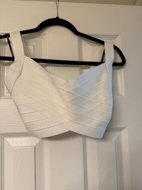 Herve Leger White Bandage Crop Top - Women Tops